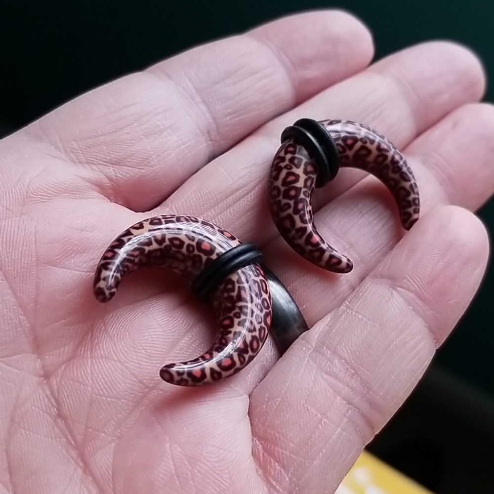Leopard print plugs for gauged ears